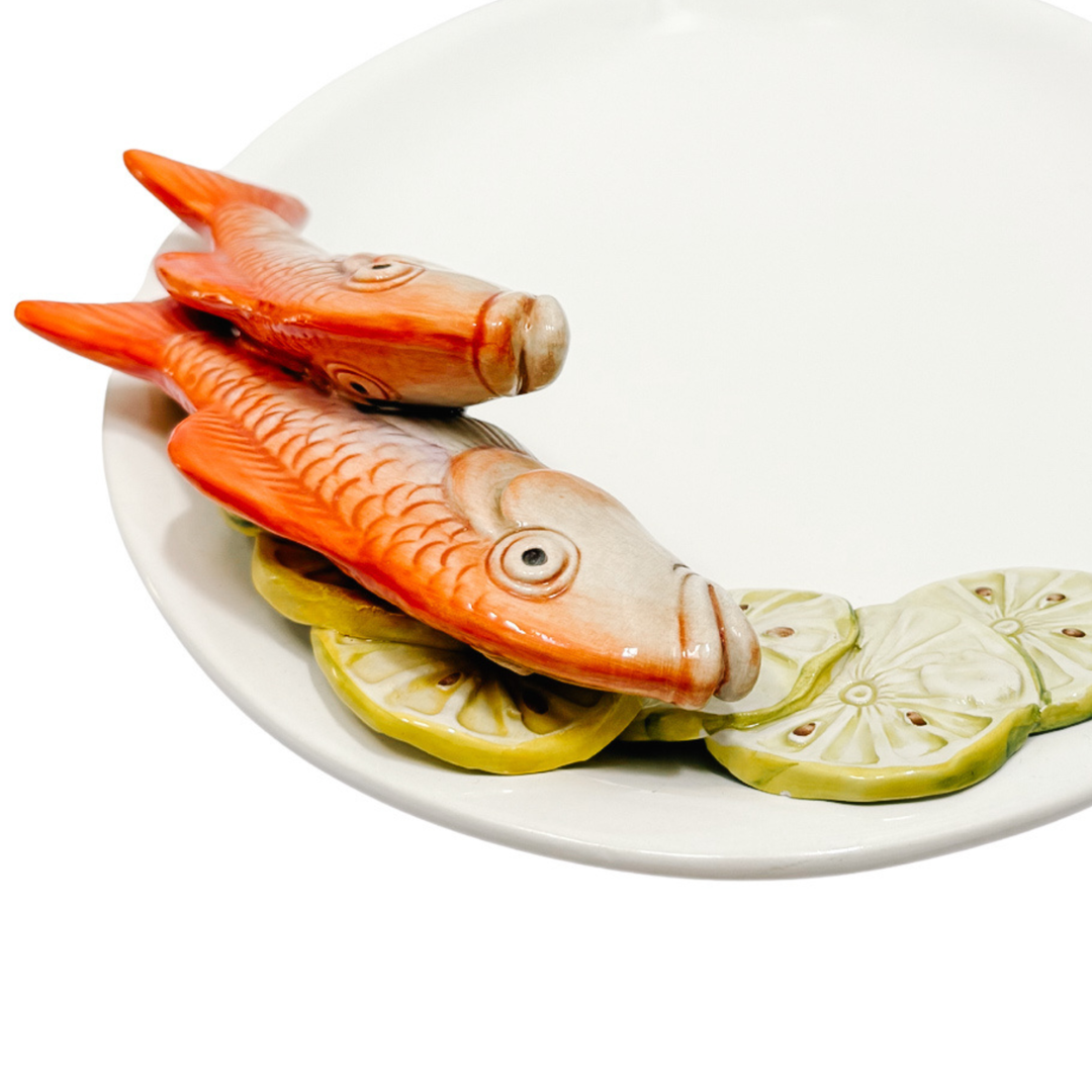 Italian Majolica Ceramic Fish Serving Platter by Le Ceramiche Bassano Del Grappa
