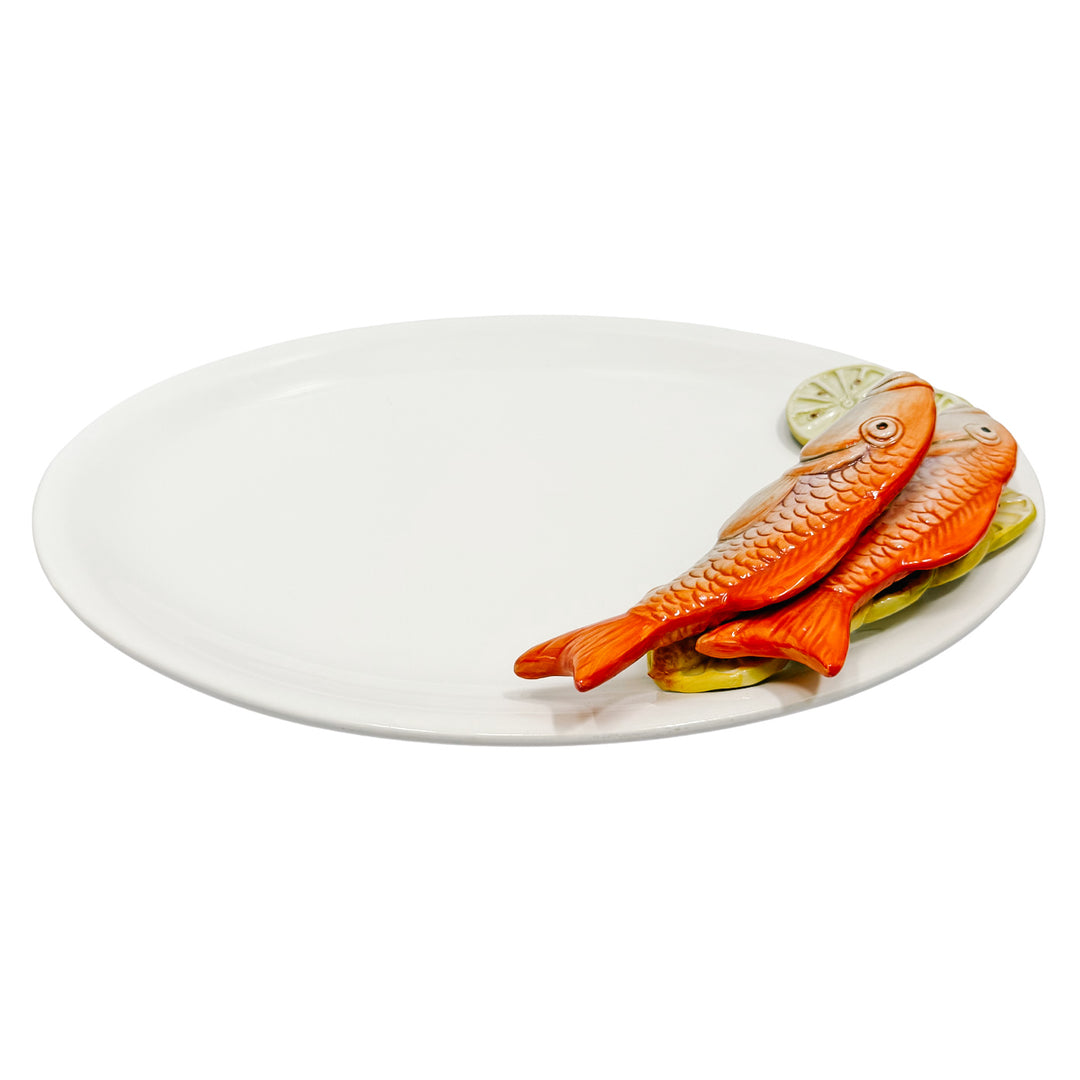 Italian Majolica Ceramic Fish Serving Platter by Le Ceramiche Bassano Del Grappa
