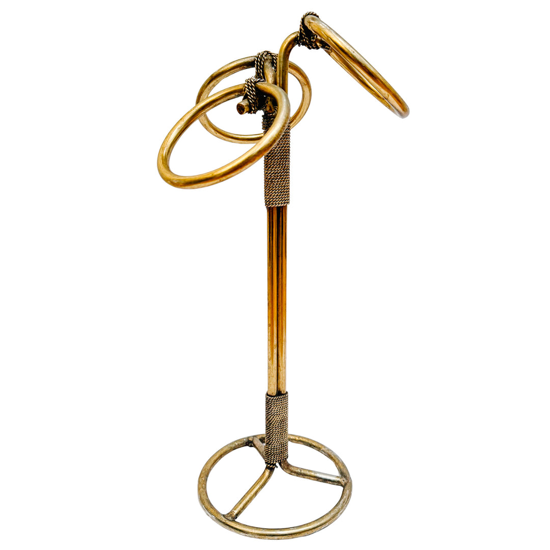 Italian Tole Gilt Rope Three Ring Towel Holder