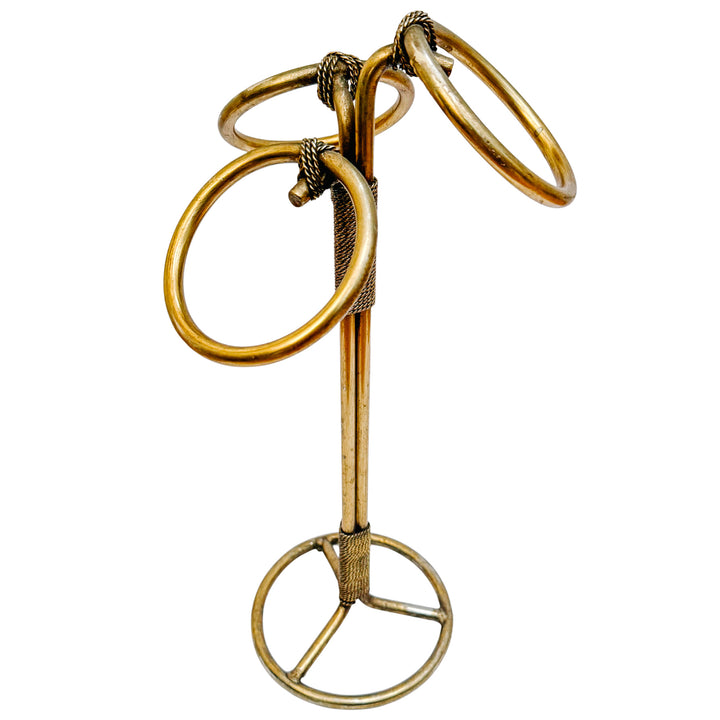 Italian Tole Gilt Rope Three Ring Towel Holder