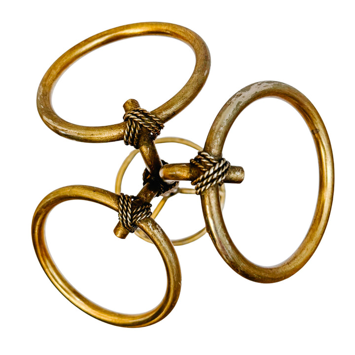 Italian Tole Gilt Rope Three Ring Towel Holder