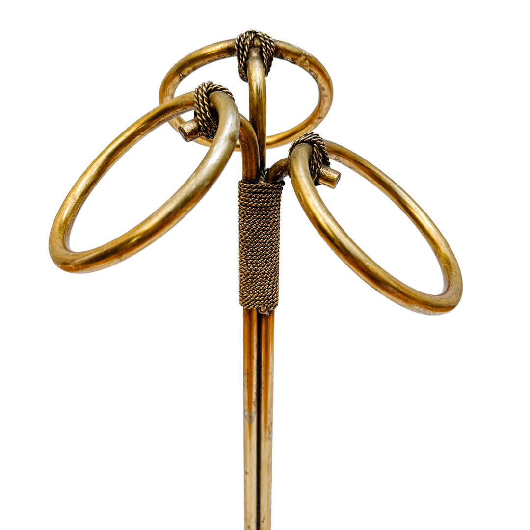 Italian Tole Gilt Rope Three Ring Towel Holder