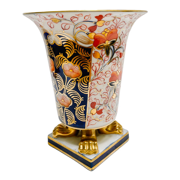 Vintage Japanese Imari Footed Vase With Lion Claw Feet
