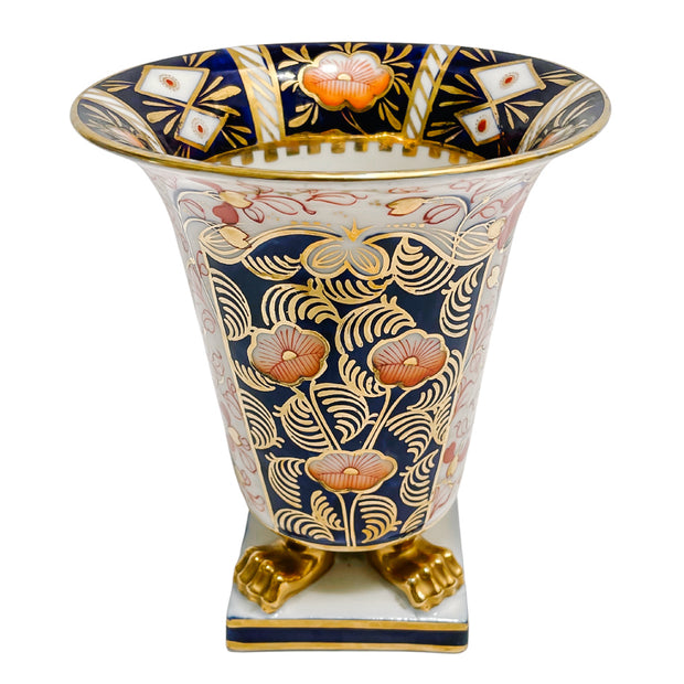 Vintage Japanese Imari Footed Vase With Lion Claw Feet