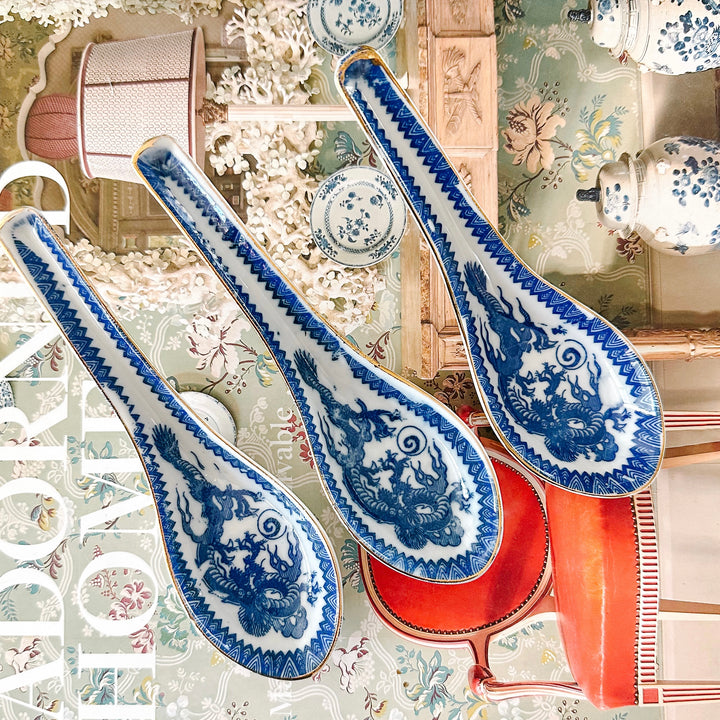 Japanese Dragon Transferware Porcelain Spoons