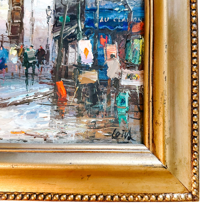 Jose Luis Leiva Original Oil Painting: Parisian Street Scene with Sacré-Cœur, Signed & Dated 1991