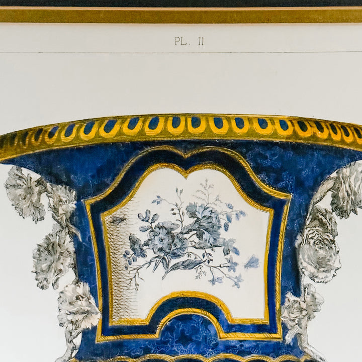 Jules Jacquemart French Cromolithograph of a Cobalt Blue Urn
