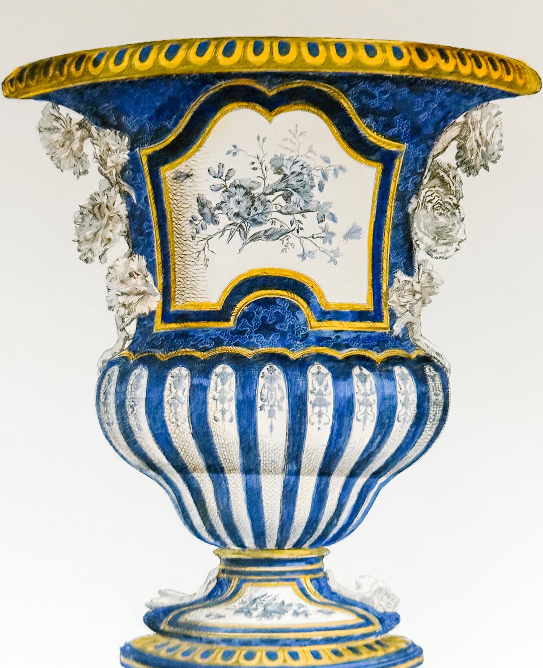 Jules Jacquemart French Cromolithograph of a Cobalt Blue Urn