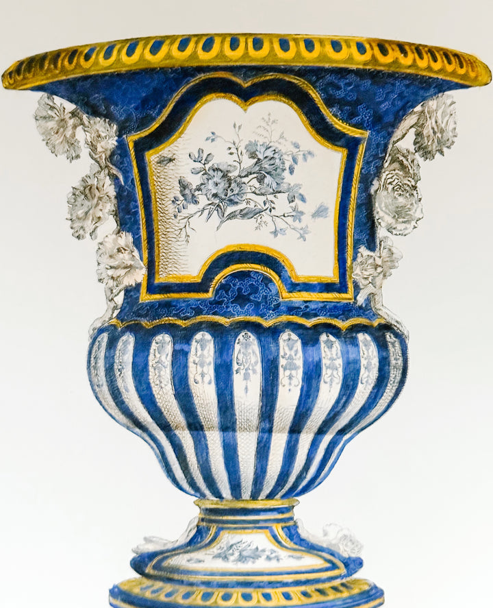 Jules Jacquemart French Cromolithograph of a Cobalt Blue Urn