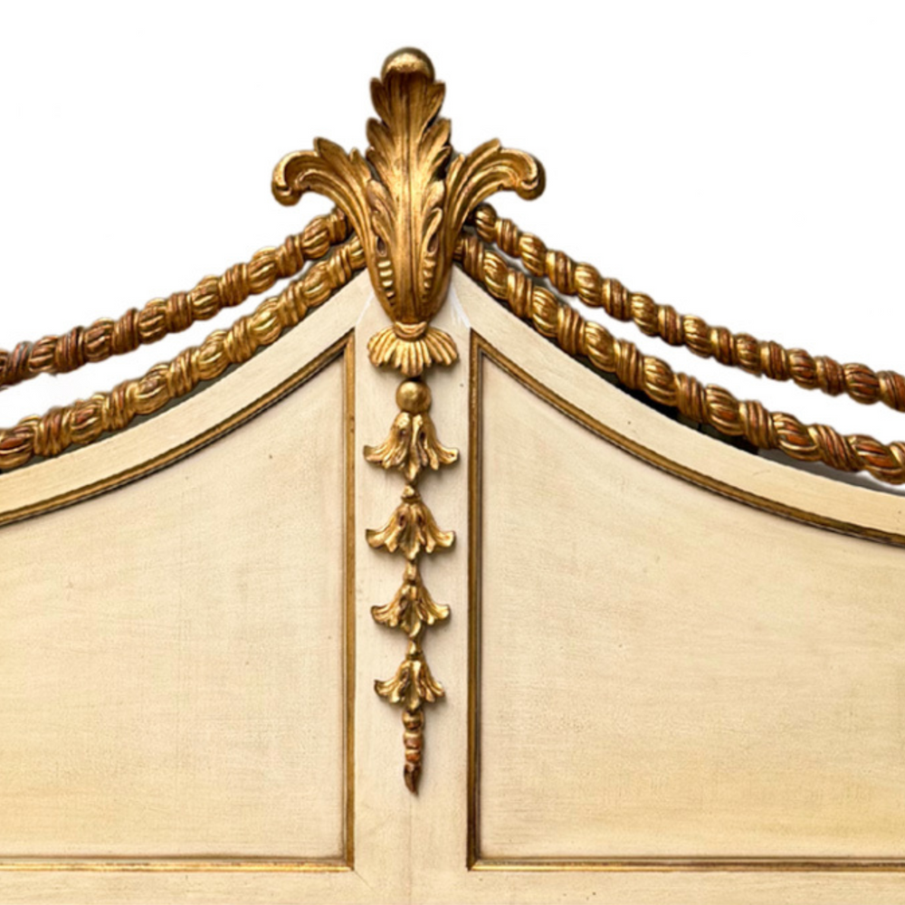 Karges French Louis XVI Neoclassical King Size Crème Peinte Headboard