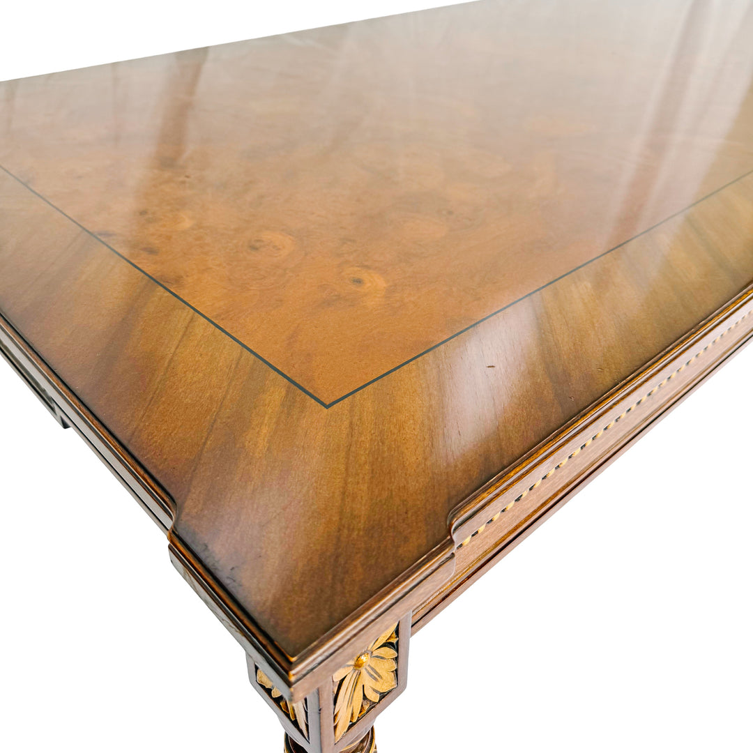 Karges French Regency Louis XVI Style Burl Wood & Gilt Coffee Table