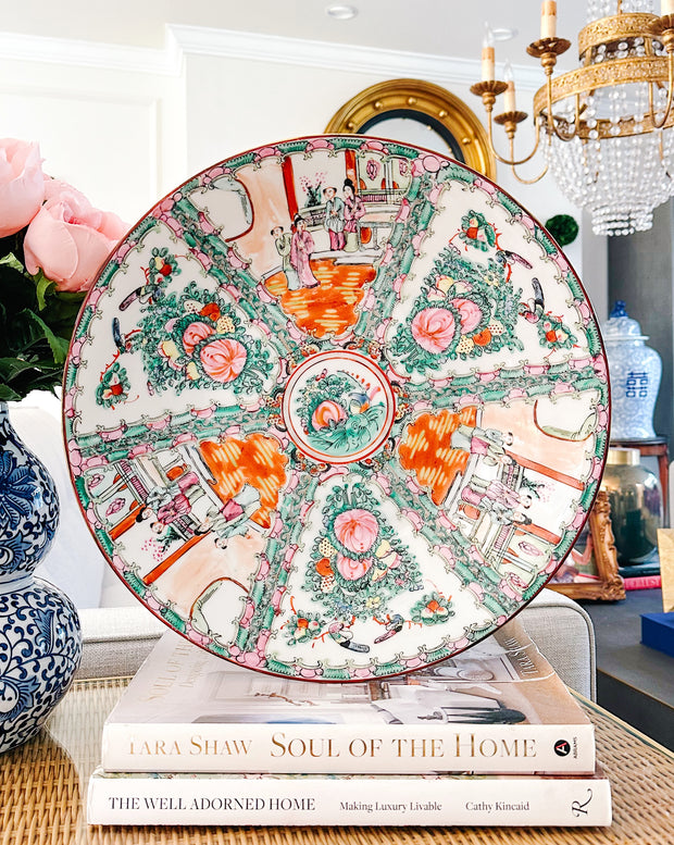 Large vintage Large 14.5" Chinese Rose Medallion Platter