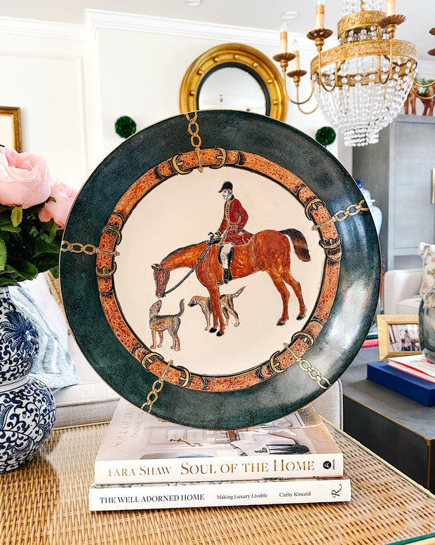 Large 16" Vintage Equestrian Decorative Charger Plate