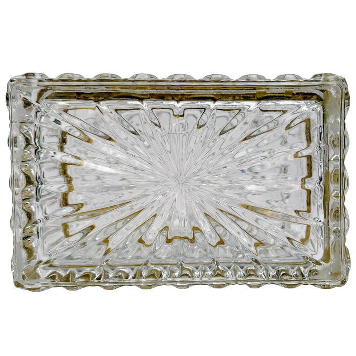 Large Baccarat Style Domed Crystal Casket Box With Brass Frame