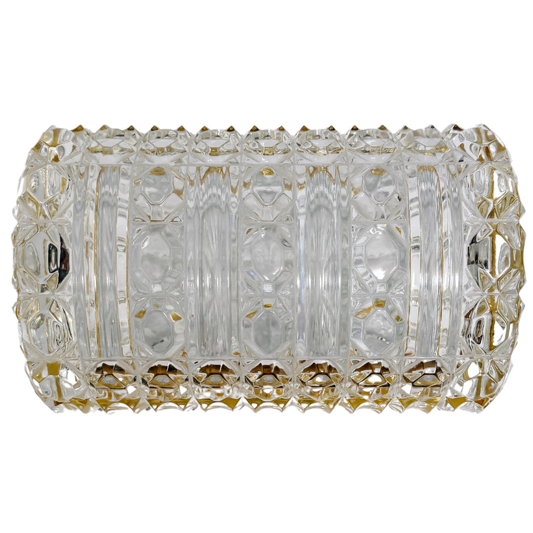 Large Baccarat Style Domed Crystal Casket Box With Brass Frame