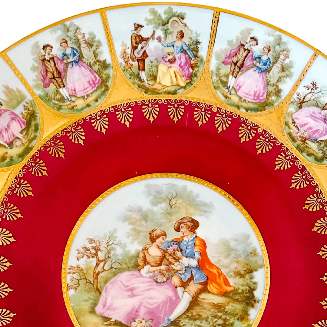 Large Bavarian Fragonard Lovers Decorative Plate