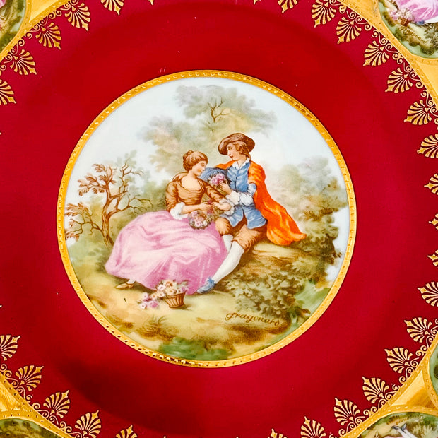 Large Bavarian Fragonard Lovers Decorative Plate