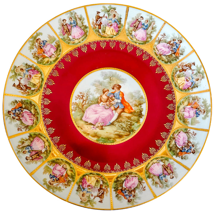 Large Bavarian Fragonard Lovers Decorative Plate