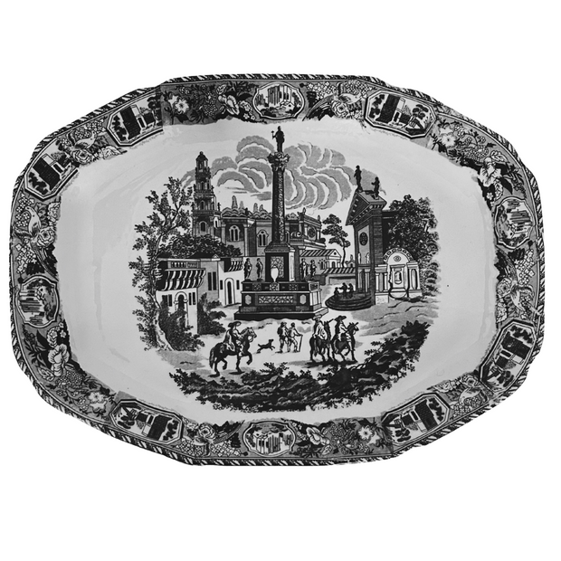 Large Black & White Victoria Ware Ironstone Platter