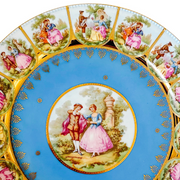 Large Blue Bavarian Fragonard Lovers Decorative Plate