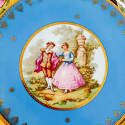 Large Blue Bavarian Fragonard Lovers Decorative Plate
