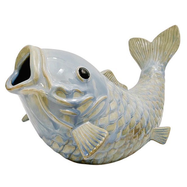Large Blue Iridescent Ceramic Koi Fish