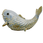 Large Blue Iridescent Ceramic Koi Fish