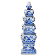 Large Blue & White 4 Tier Delft Style Tulipiere Vase