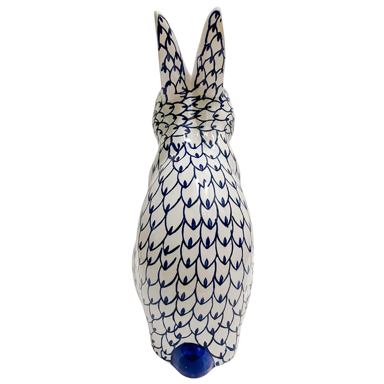 X-Large Blue & White Fishnet Porcelain Bunny Rabbit – House of Andaloo
