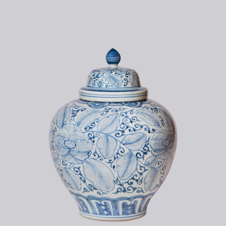 Large Chinese Blue & White Lidded Urns