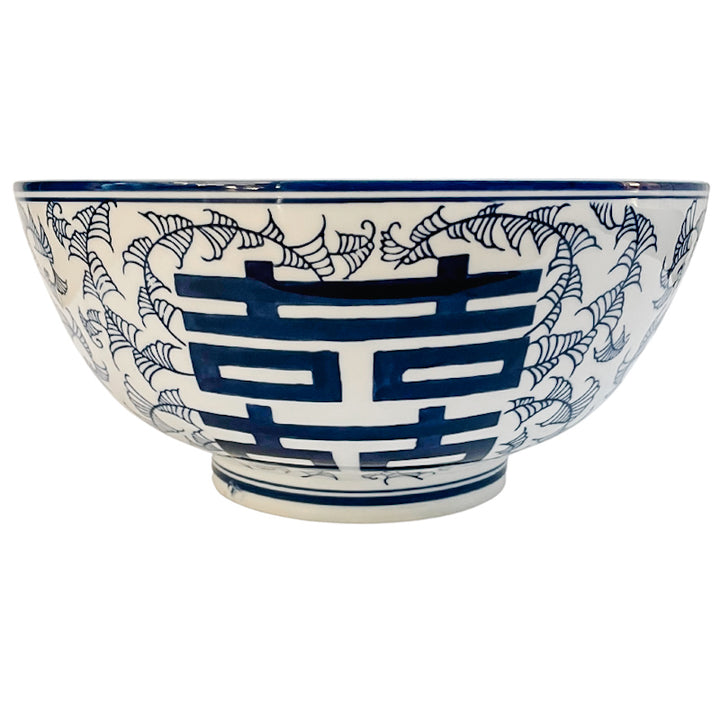 Large Chinese Double Happiness & Twisted Peony Bowl