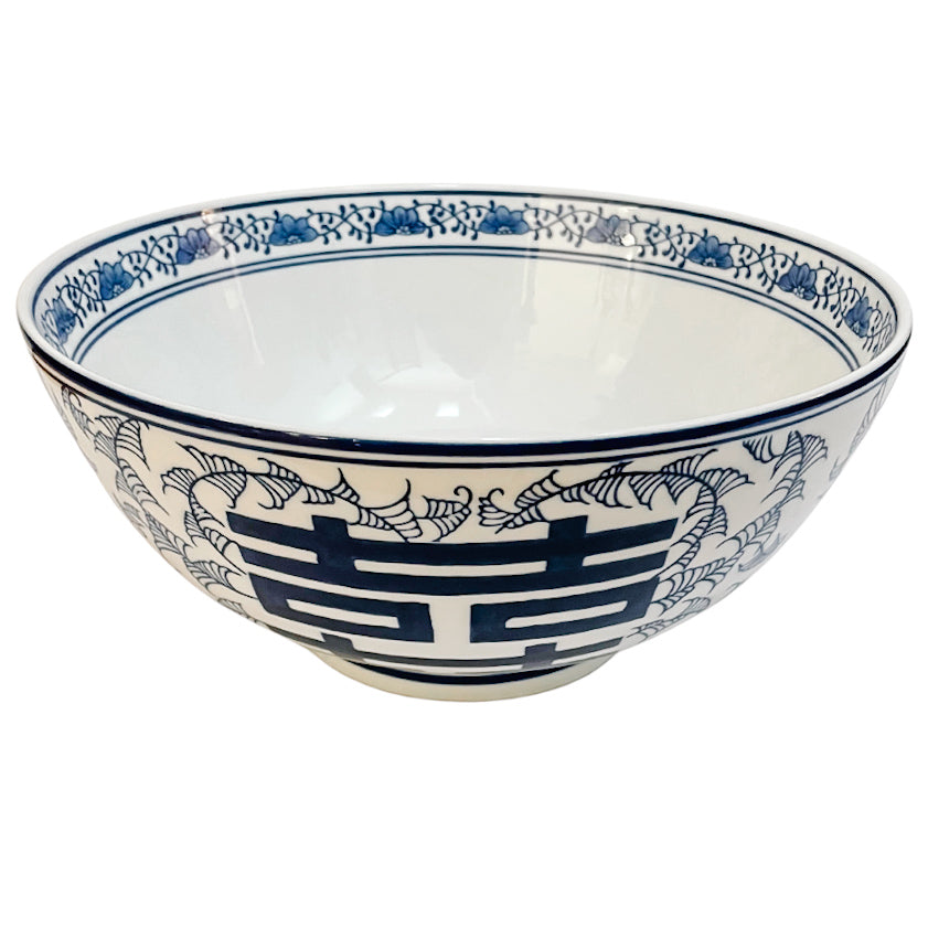 Large Chinese Double Happiness & Twisted Peony Bowl