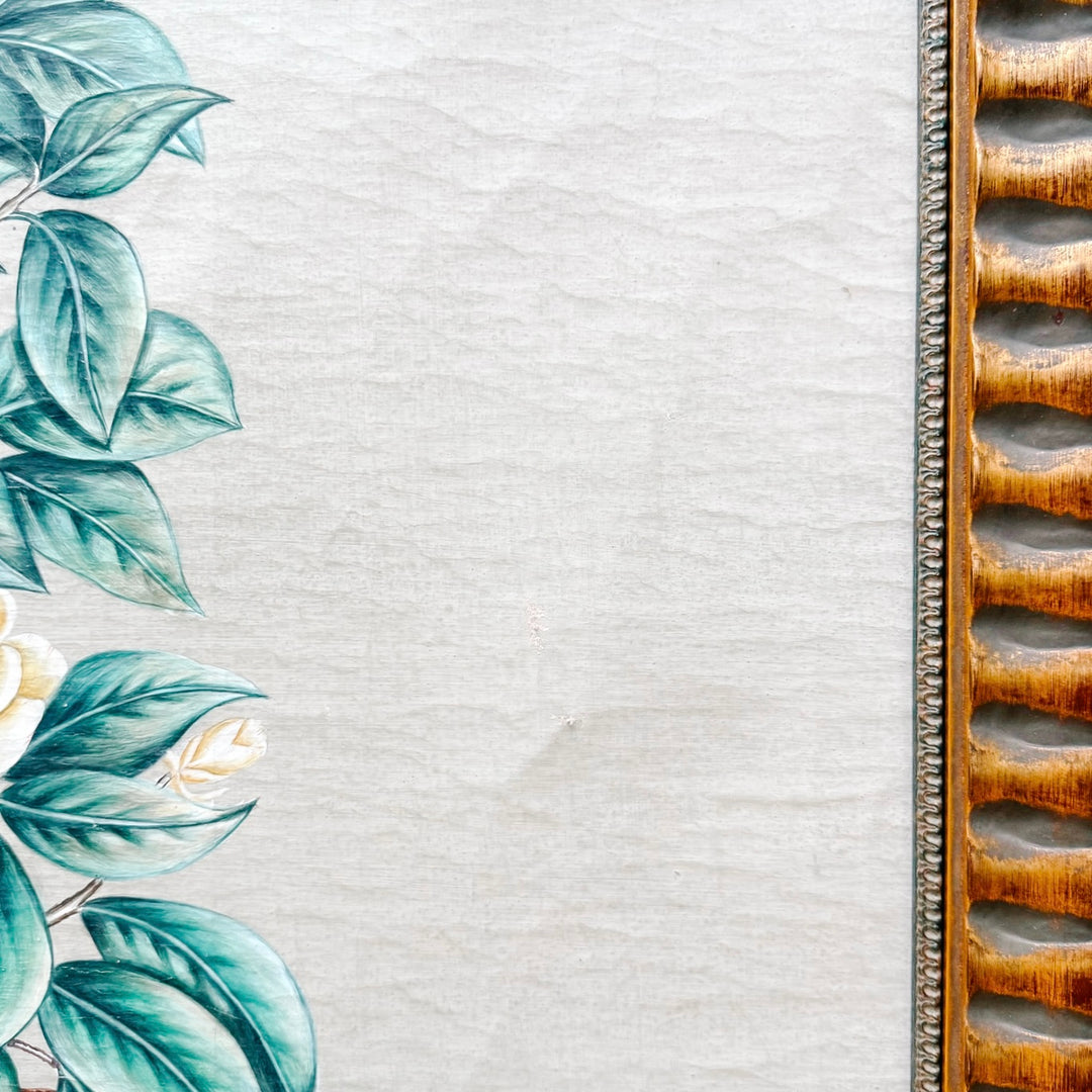 Large Chinoiserie Panel Mixed Media Painting of a Potted Flowering Tree