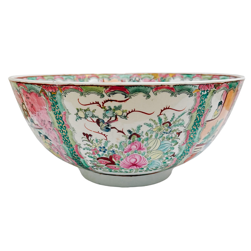 Large 14" Famille Rose Medallion Punch Bowl