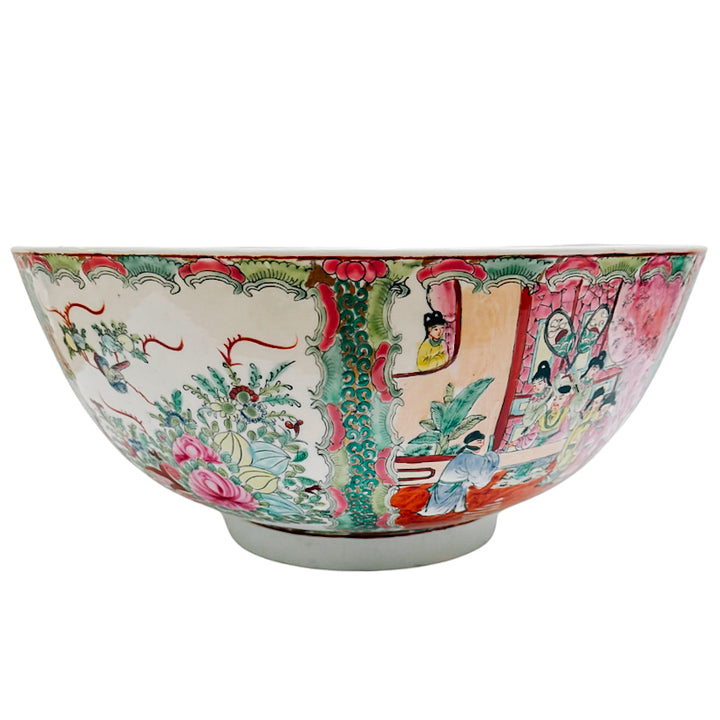 Large 14" Famille Rose Medallion Punch Bowl