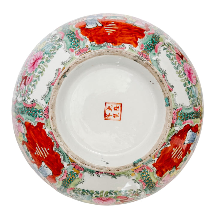 Large 14" Famille Rose Medallion Punch Bowl