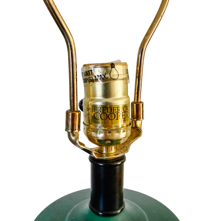 Large Frederick Cooper Emerald Green Hand-Painted Green Tole Chinoiserie Table Lamps