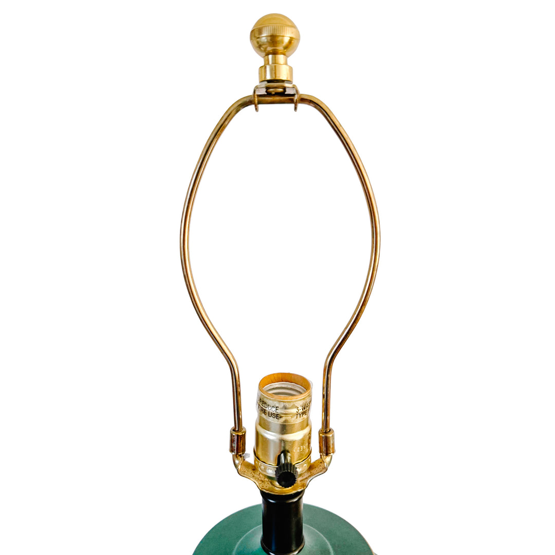 Large Frederick Cooper Emerald Green Hand-Painted Green Tole Chinoiserie Table Lamps