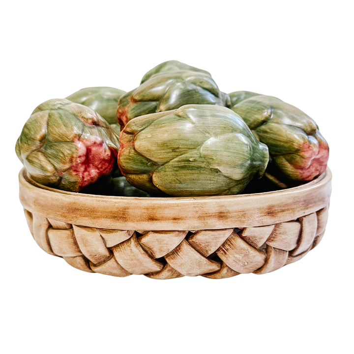 Large Italian Capodimonte Porcelain Artichoke Basket