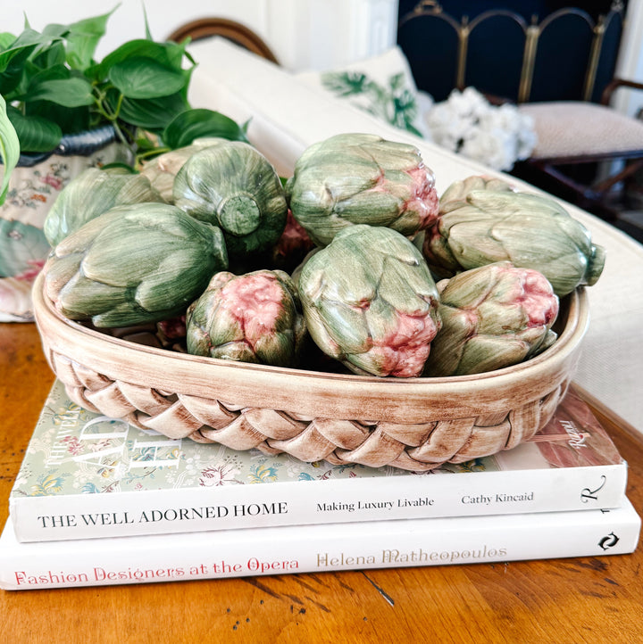 Large Italian Capodimonte Porcelain Artichoke Basket