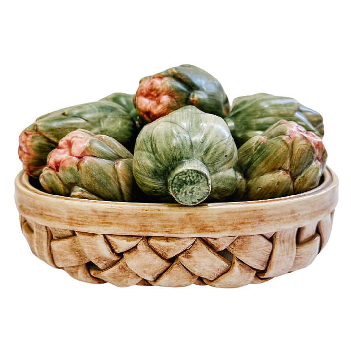 Large Italian Capodimonte Porcelain Artichoke Basket