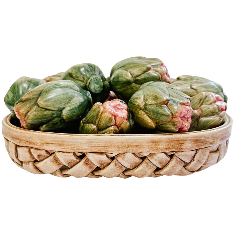 Large Italian Capodimonte Porcelain Artichoke Basket