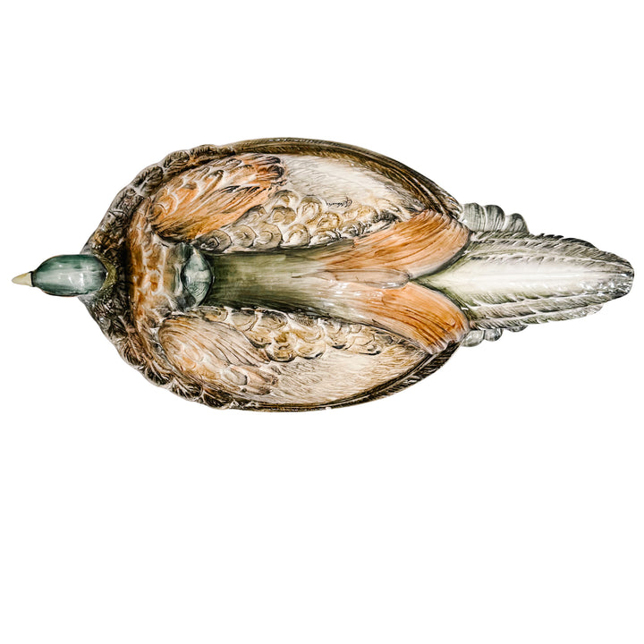Large Italian Hand-Painted Pheasant Lidded Serving Platter