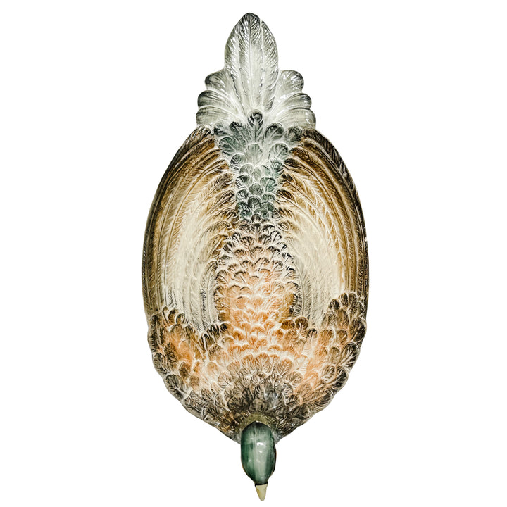 Large Italian Hand-Painted Pheasant Lidded Serving Platter