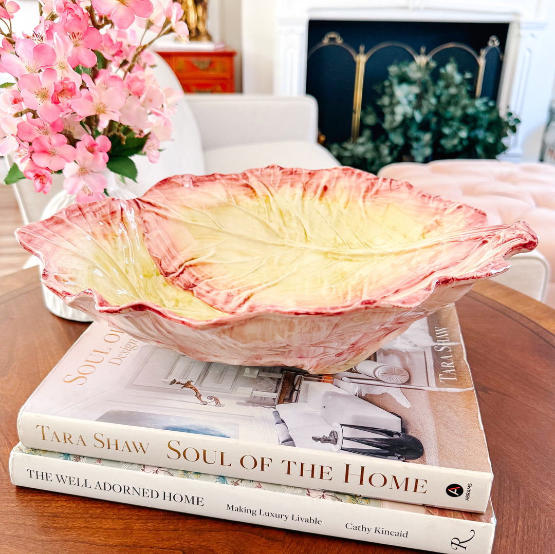 Large Italian Radicchio Majolica Serving Bowl, Bassano Del Grappa