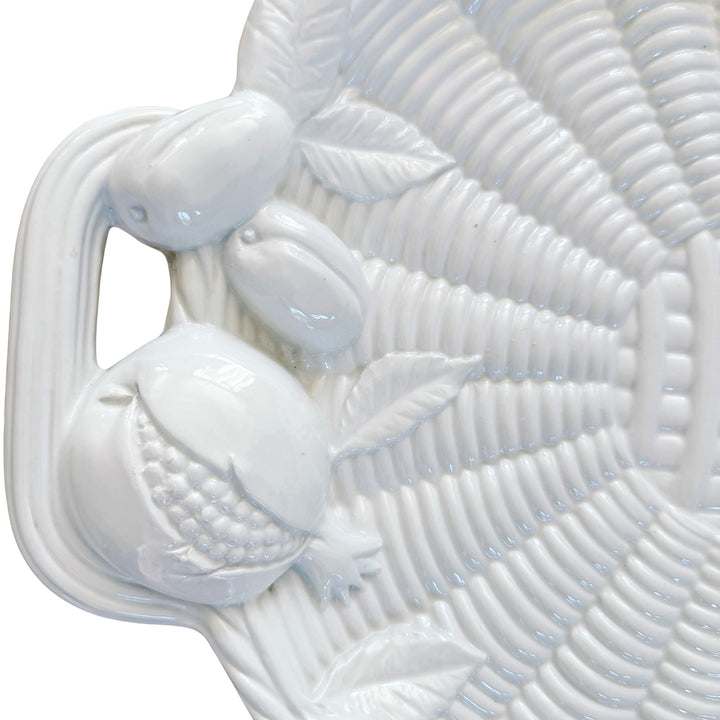 Large Italian Whiteware Basketweave & Fruit Platter