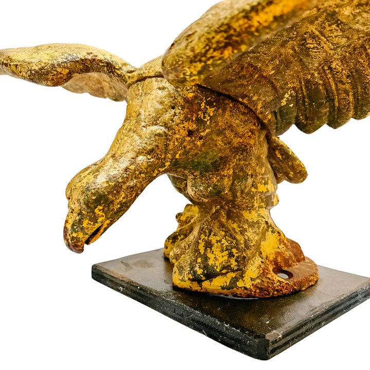 Large Mid-Century Gilded Solid Iron Bald Eagle Architectural Salvage