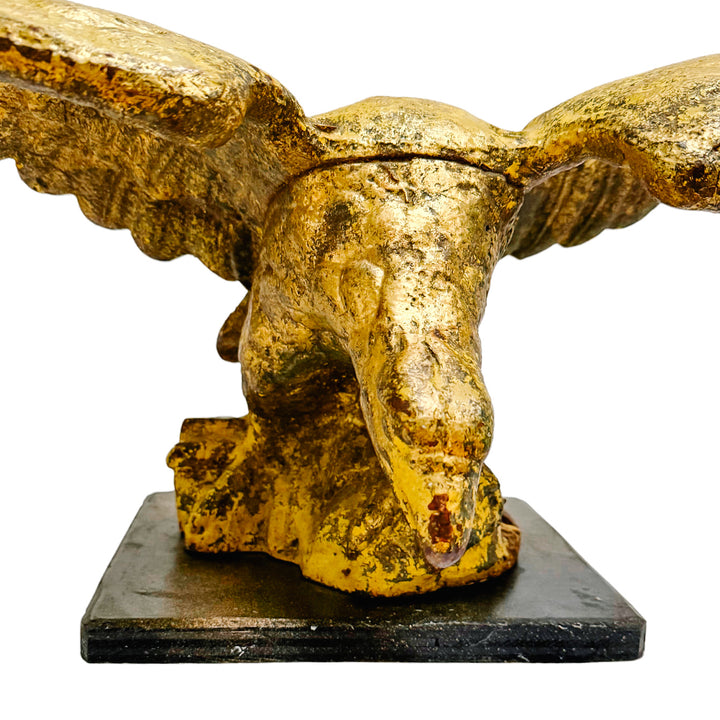 Large Mid-Century Gilded Solid Iron Bald Eagle Architectural Salvage