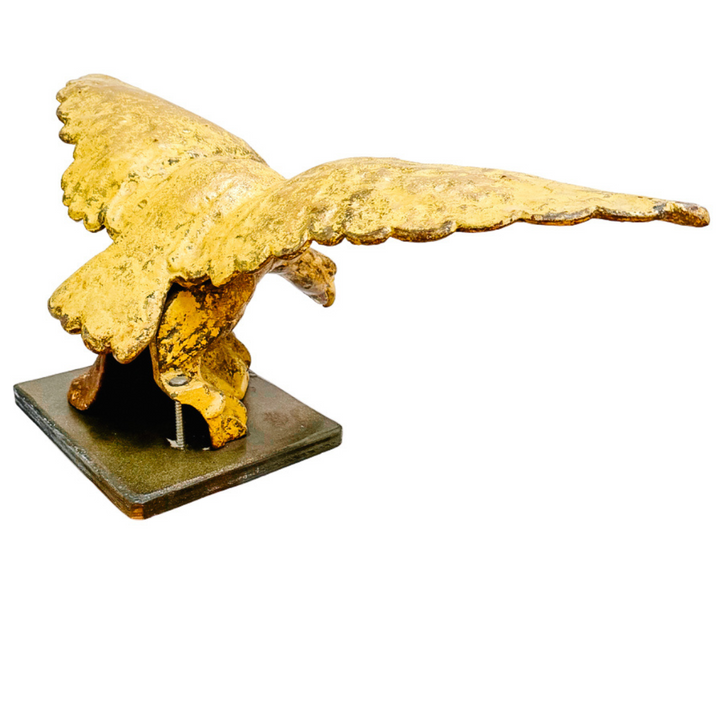Large Mid-Century Gilded Solid Iron Bald Eagle Architectural Salvage