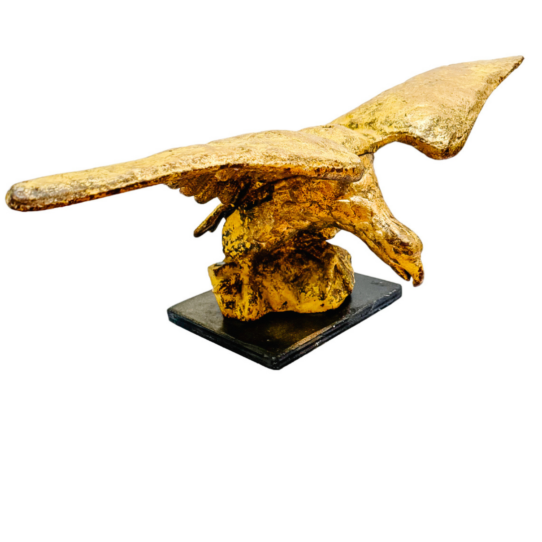 Large Mid-Century Gilded Solid Iron Bald Eagle Architectural Salvage